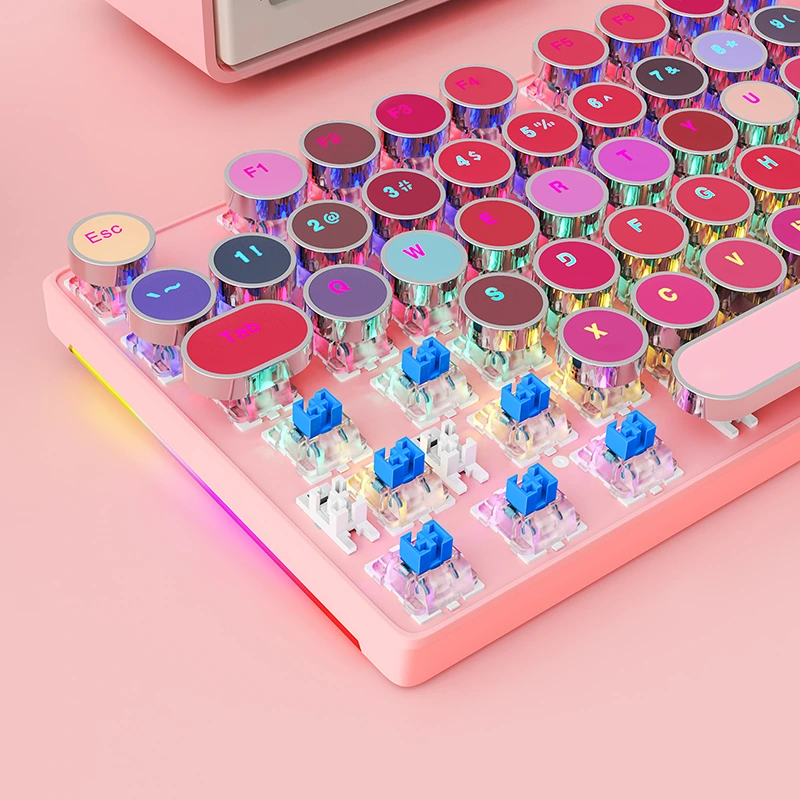 คีย์บอร์ดเครื่องกล 104 คีย์เครื่องพิมพ์ดีด Rainbow Retro