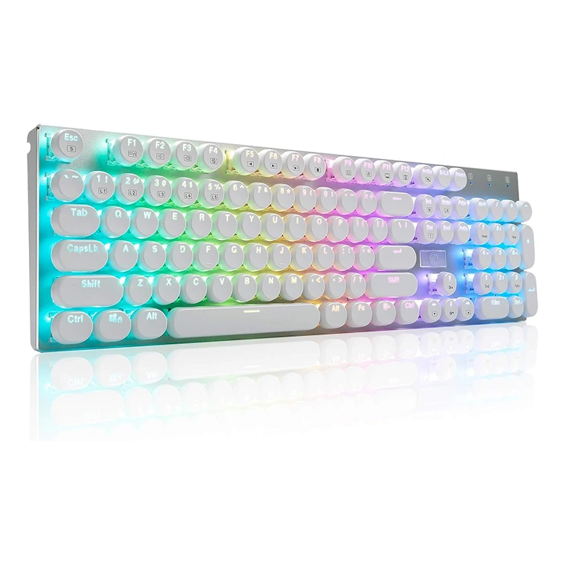 104 คีย์เครื่องพิมพ์ดีดแบบมีสายคีย์บอร์ด RGB แบบกลไก