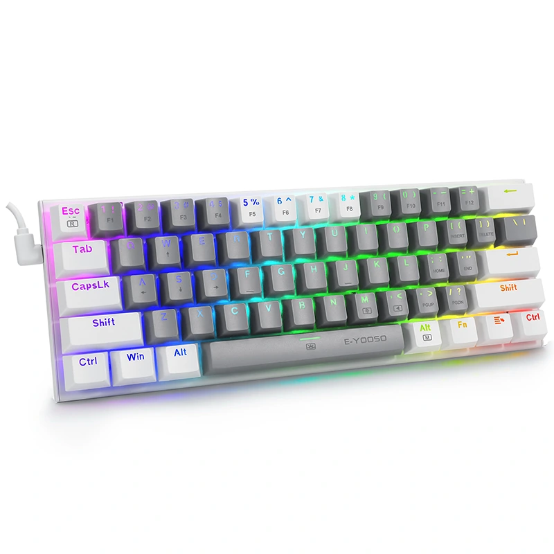 61Keys 60% RGB การเล่นเกมแบบมีสายคีย์บอร์ดเครื่องกล
