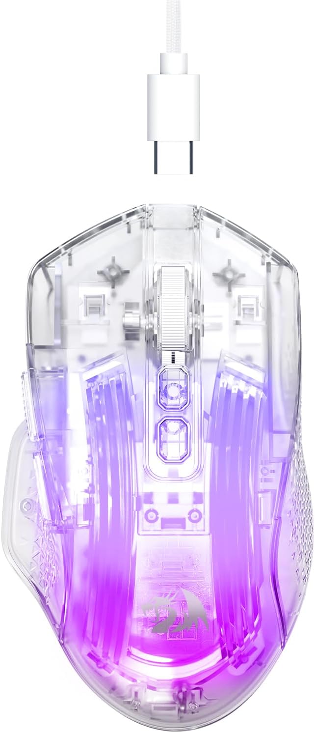 สีขาว M695CT 24,000 DPI 8 RGB LED Backlit Modeเมาส์สำหรับเล่นเกมแบบมีสาย